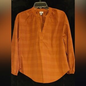 A New Day Orange Long Sleeve Polo Button Down Shirt